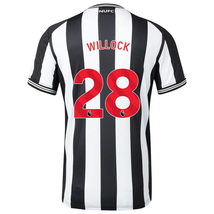 Criança Camisola Joe Willock #28 Preto Branco Principal 2023/24 Camisa Brasil