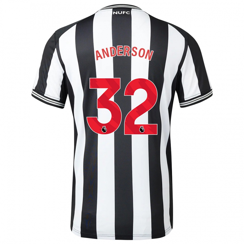 Criança Camisola Elliot Anderson #32 Preto Branco Principal 2023/24 Camisa Brasil