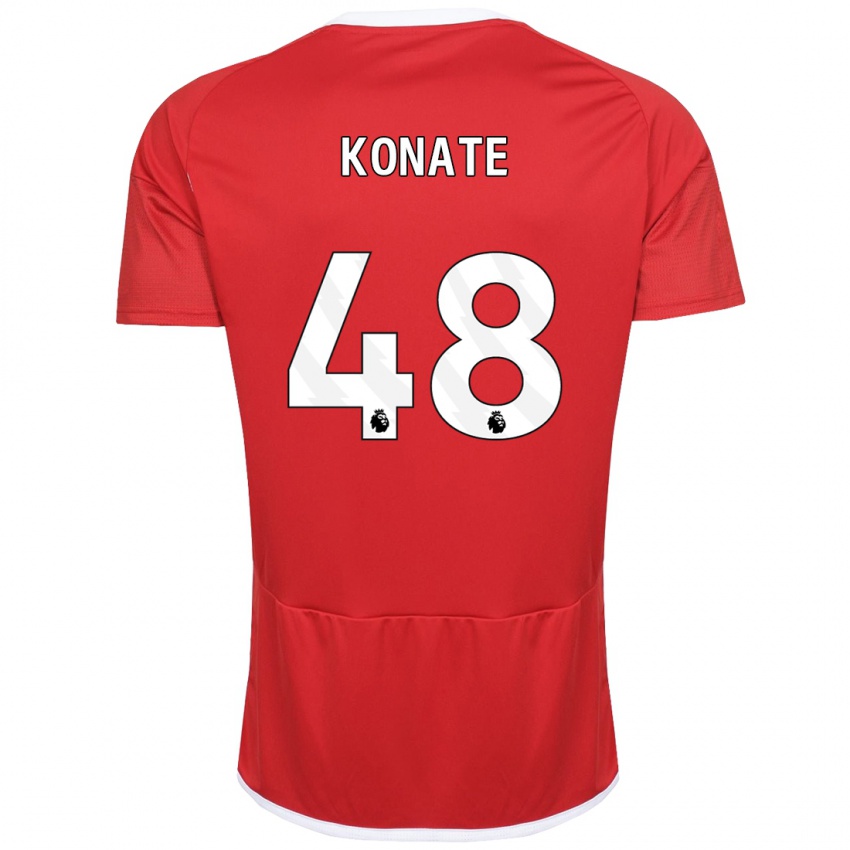 Criança Camisola Ateef Konaté #48 Vermelho Principal 2023/24 Camisa Brasil