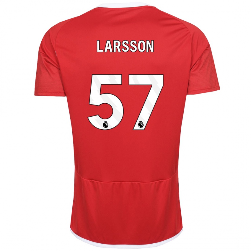 Criança Camisola Julian Larsson #57 Vermelho Principal 2023/24 Camisa Brasil