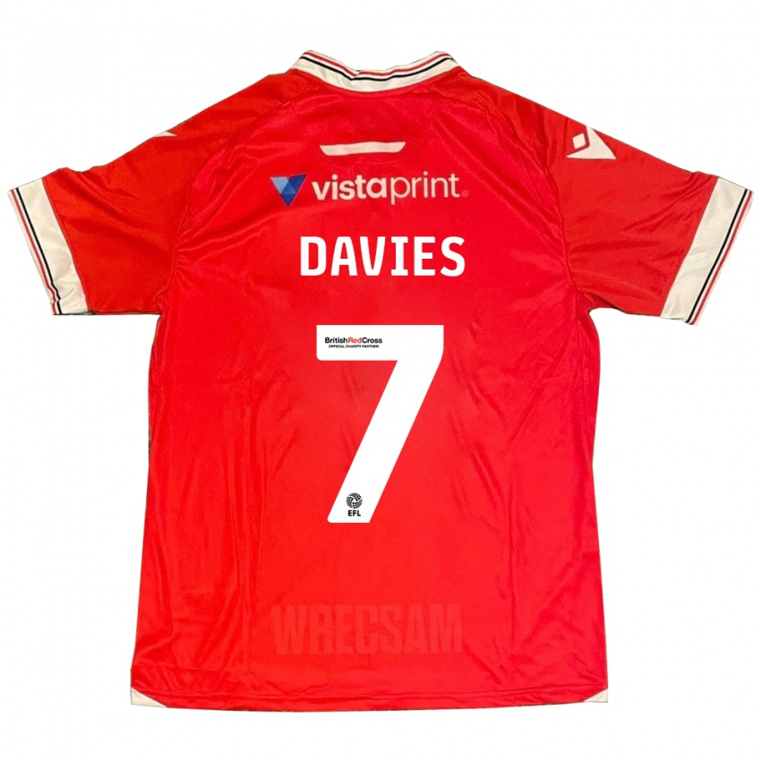 Criança Camisola Jordan Davies #7 Vermelho Principal 2023/24 Camisa Brasil