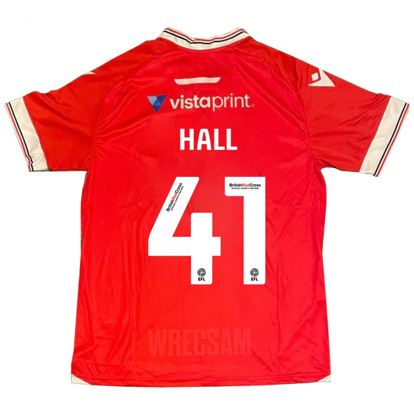 Criança Camisola Liam Hall #41 Vermelho Principal 2023/24 Camisa Brasil