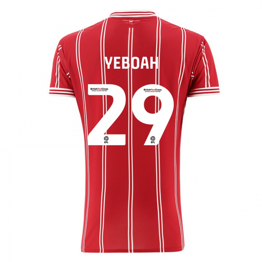 Criança Camisola Ephraim Yeboah #29 Vermelho Principal 2023/24 Camisa Brasil