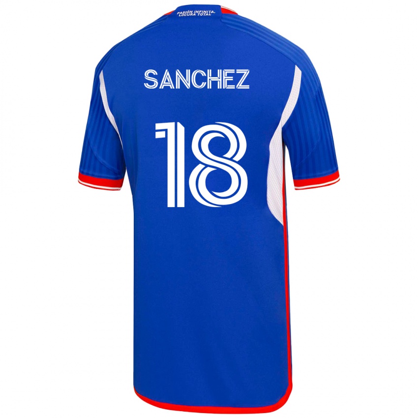 Criança Camisola Bárbara Sánchez #18 Azul Principal 2023/24 Camisa Brasil