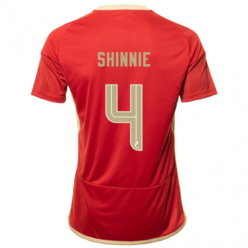 Criança Camisola Graeme Shinnie #4 Vermelho Principal 2023/24 Camisa Brasil