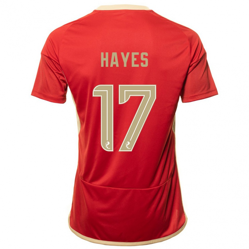 Criança Camisola Jonny Hayes #17 Vermelho Principal 2023/24 Camisa Brasil