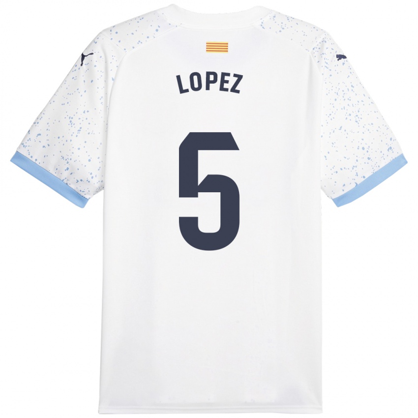 Criança Camisola David López #5 Branco Alternativa 2023/24 Camisa Brasil