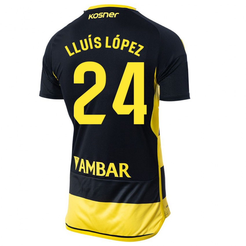 Criança Camisola Lluís López #24 Preto Amarelo Alternativa 2023/24 Camisa Brasil