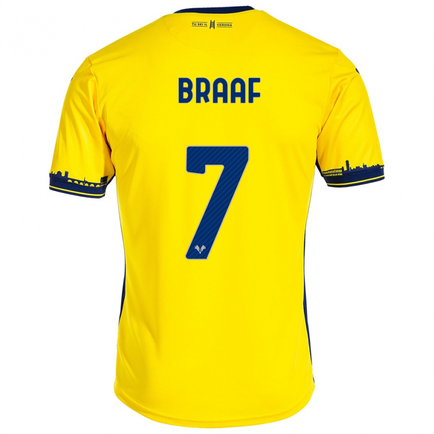 Criança Camisola Jayden Braaf #7 Amarelo Alternativa 2023/24 Camisa Brasil