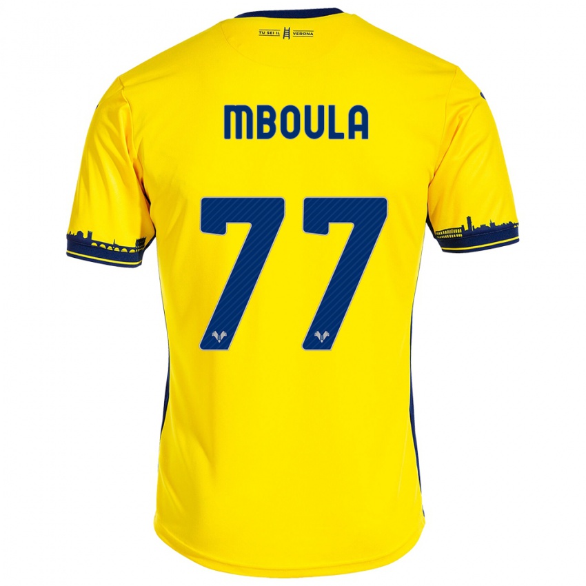 Criança Camisola Jordi Mboula #77 Amarelo Alternativa 2023/24 Camisa Brasil