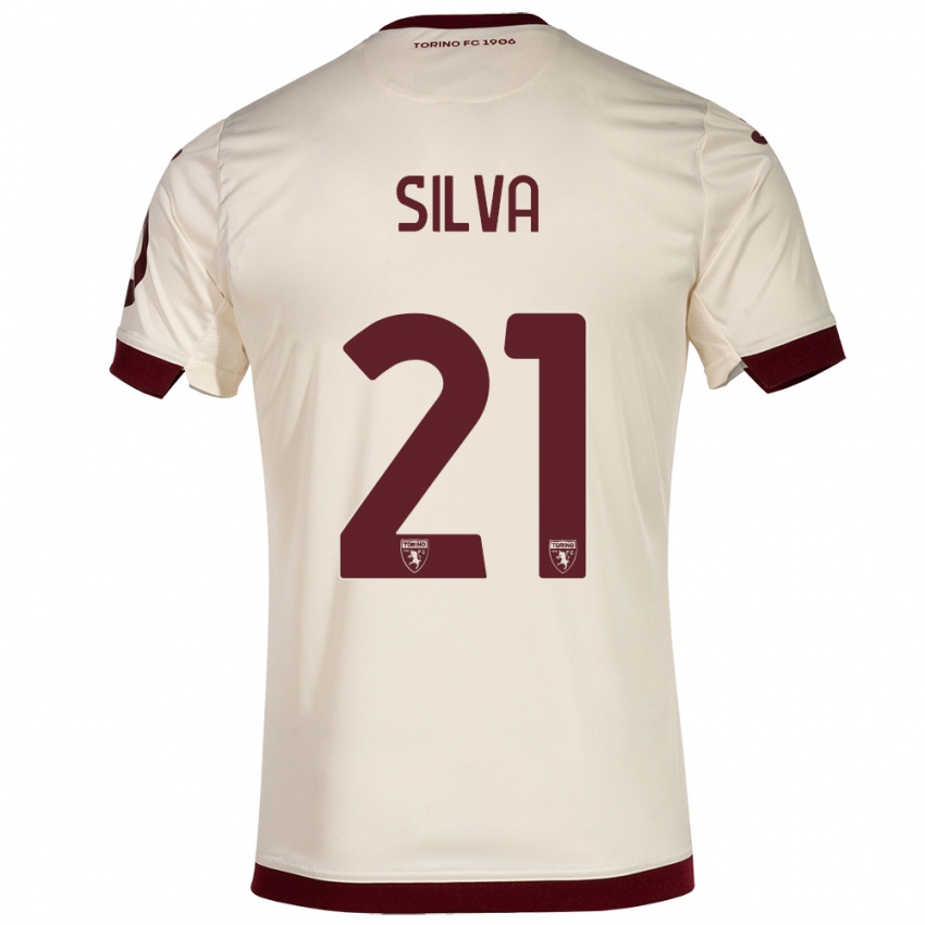 Criança Camisola Jonathan Silva #21 Champanhe Alternativa 2023/24 Camisa Brasil