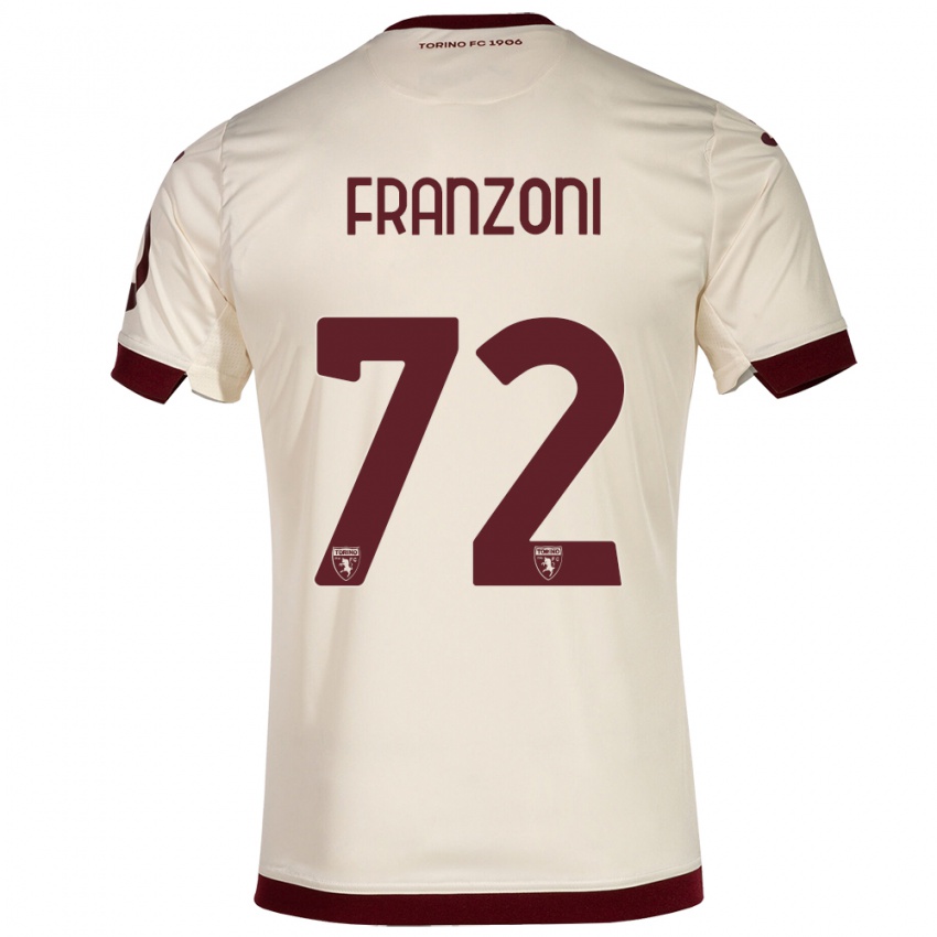 Criança Camisola Nicolò Franzoni #72 Champanhe Alternativa 2023/24 Camisa Brasil