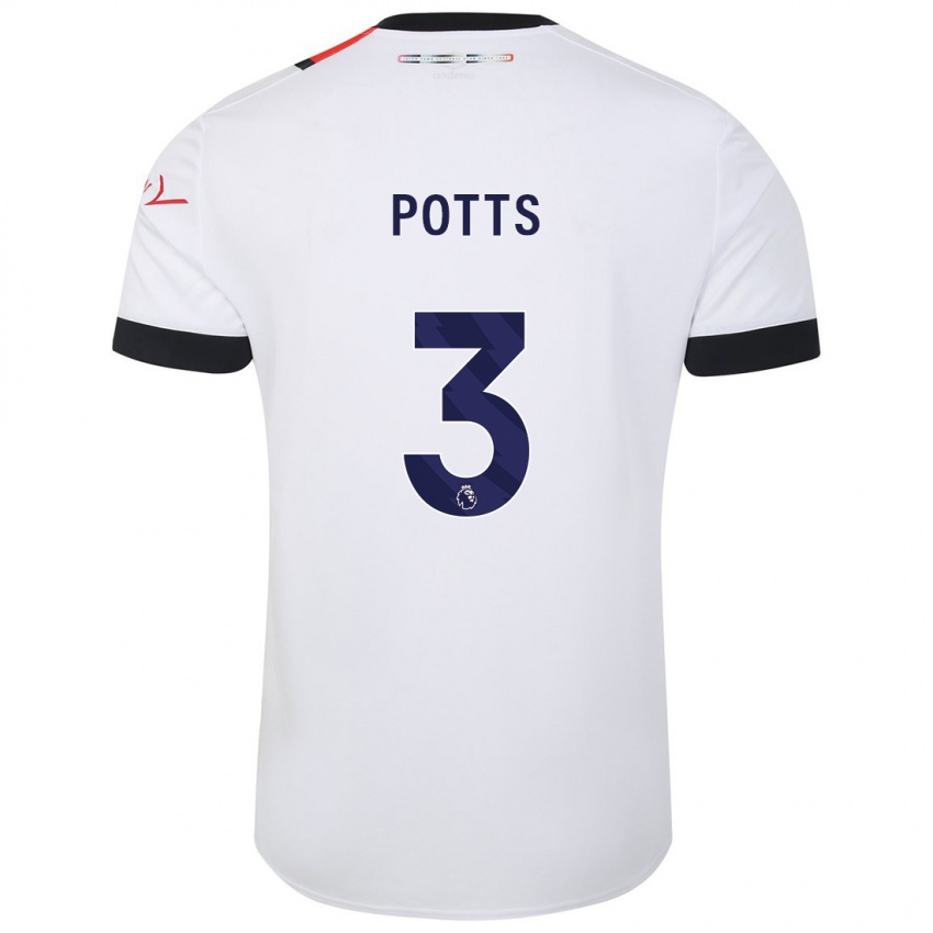 Criança Camisola Dan Potts #3 Branco Alternativa 2023/24 Camisa Brasil