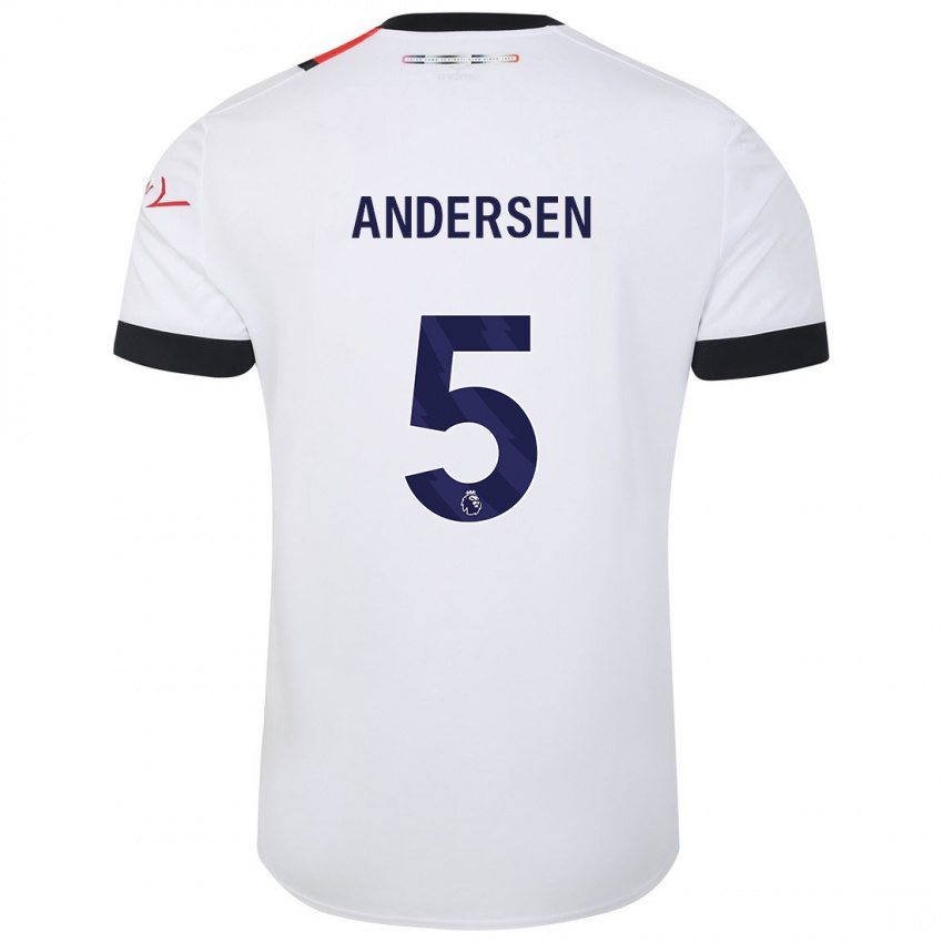 Criança Camisola Mads Andersen #5 Branco Alternativa 2023/24 Camisa Brasil