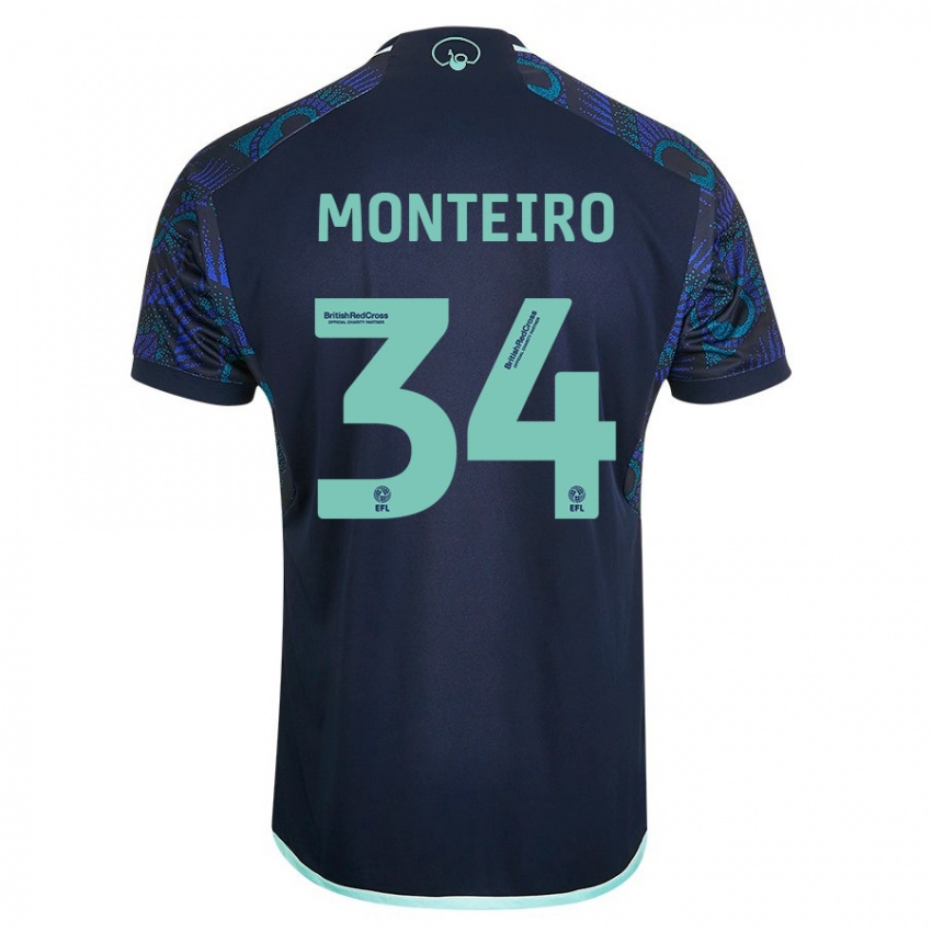 Criança Camisola Diogo Monteiro #34 Azul Alternativa 2023/24 Camisa Brasil