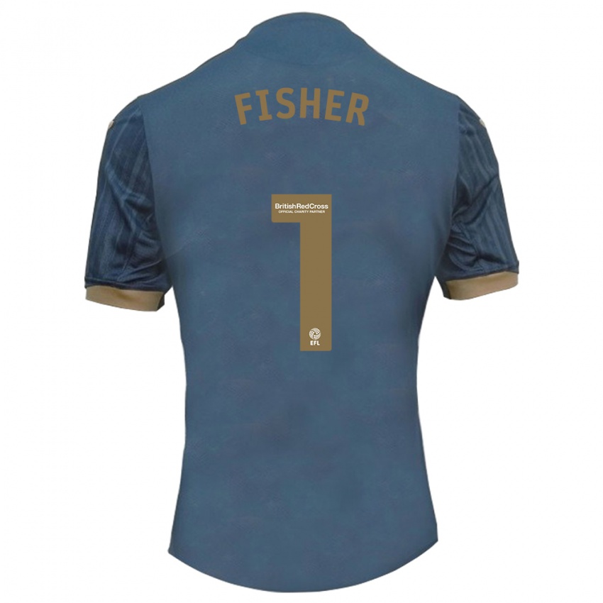 Criança Camisola Andy Fisher #1 Azul-Petróleo Escuro Alternativa 2023/24 Camisa Brasil