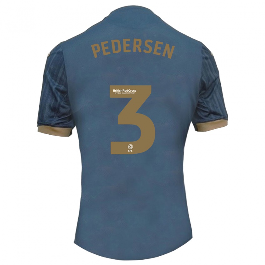 Criança Camisola Kristian Pedersen #3 Azul-Petróleo Escuro Alternativa 2023/24 Camisa Brasil