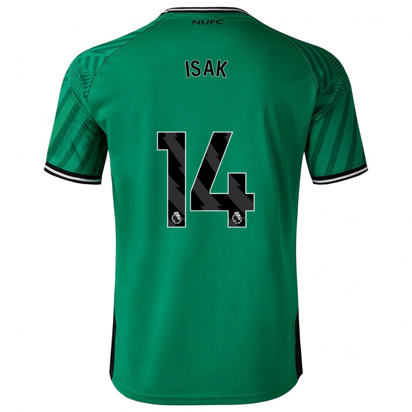 Criança Camisola Alexander Isak #14 Verde Alternativa 2023/24 Camisa Brasil