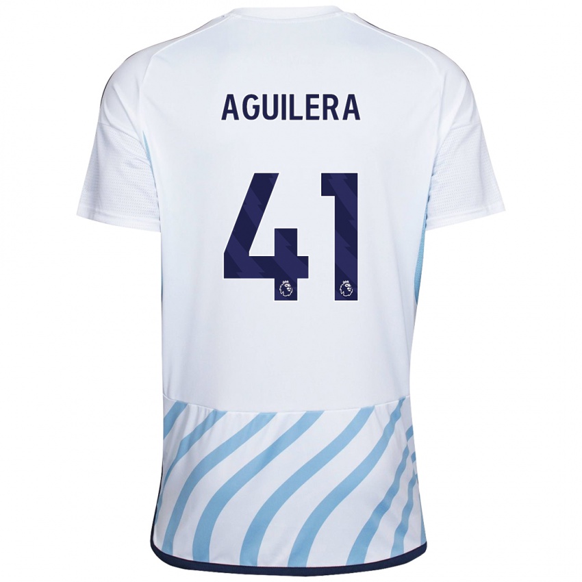 Criança Camisola Brandon Aguilera #41 Branco Azul Alternativa 2023/24 Camisa Brasil