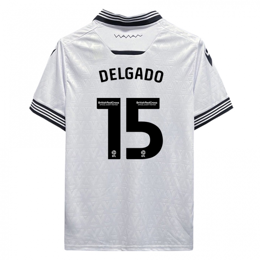 Criança Camisola Juan Delgado #15 Branco Alternativa 2023/24 Camisa Brasil