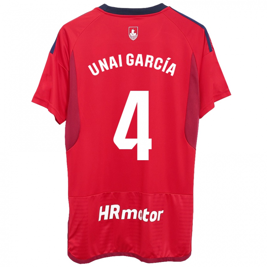 Homem Camisola Unai García #4 Vermelho Principal 2023/24 Camisa Brasil