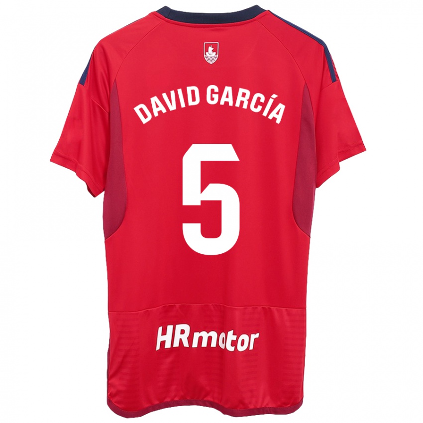 Homem Camisola David García #5 Vermelho Principal 2023/24 Camisa Brasil