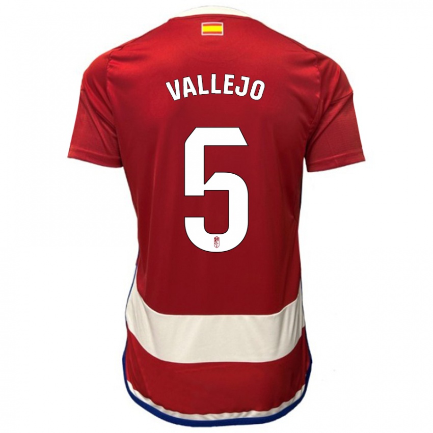 Homem Camisola Jesus Vallejo #5 Vermelho Principal 2023/24 Camisa Brasil