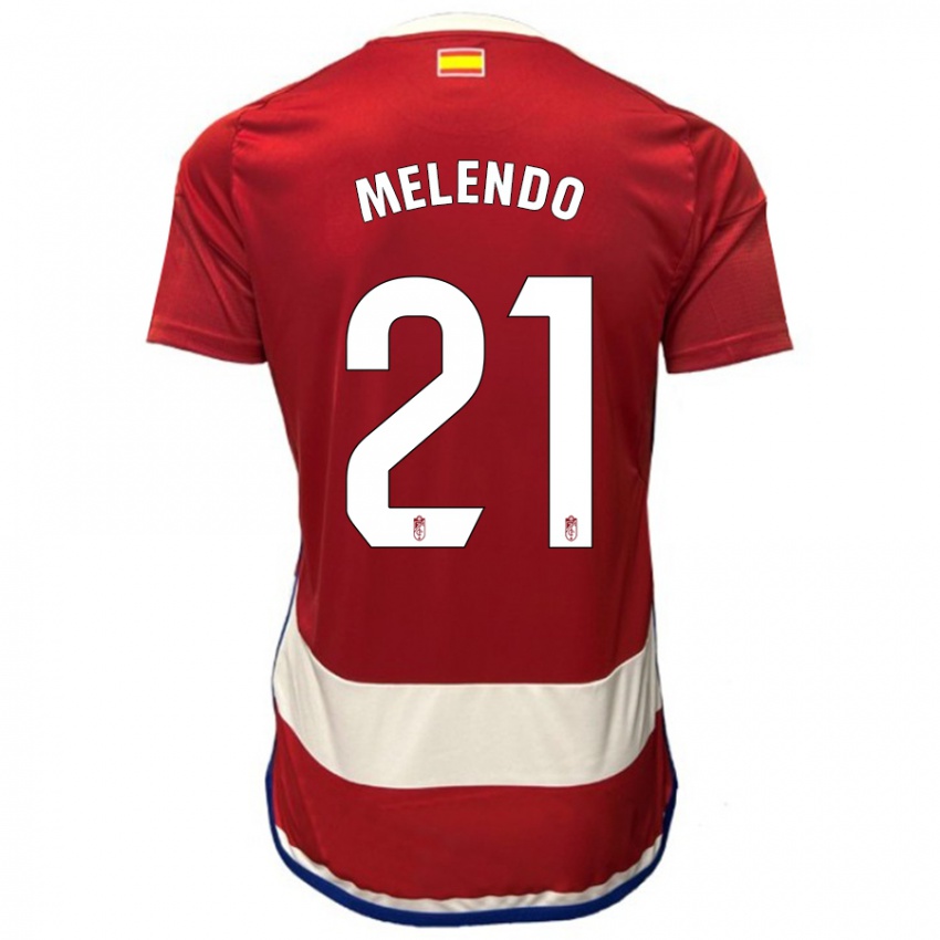 Homem Camisola Óscar Melendo #21 Vermelho Principal 2023/24 Camisa Brasil