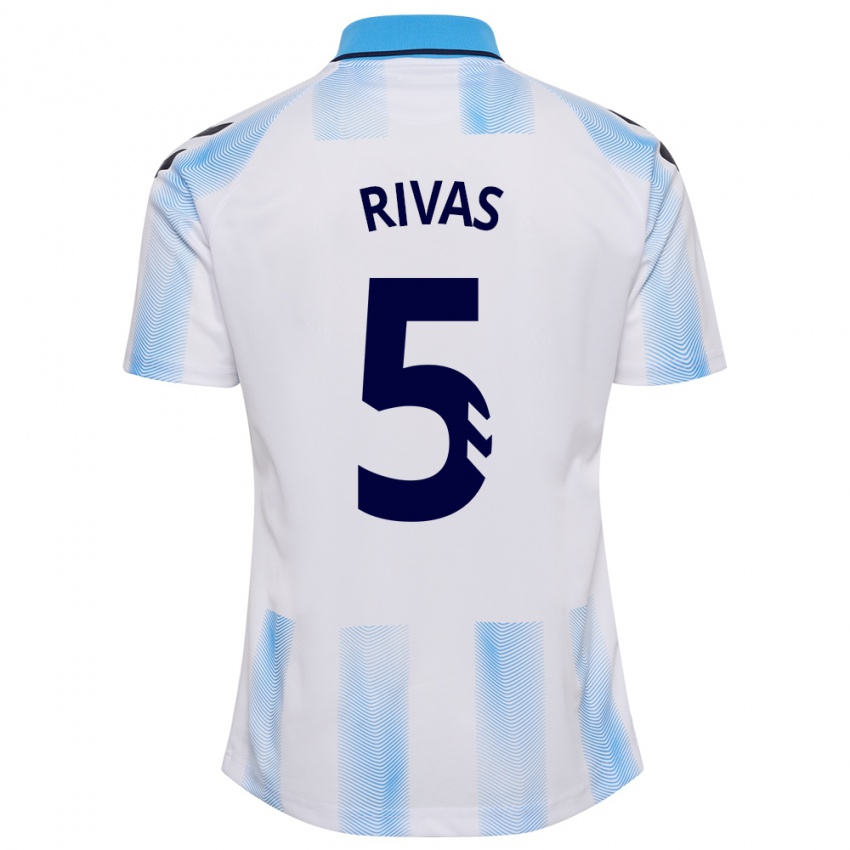 Homem Camisola Juande Rivas #5 Branco Azul Principal 2023/24 Camisa Brasil