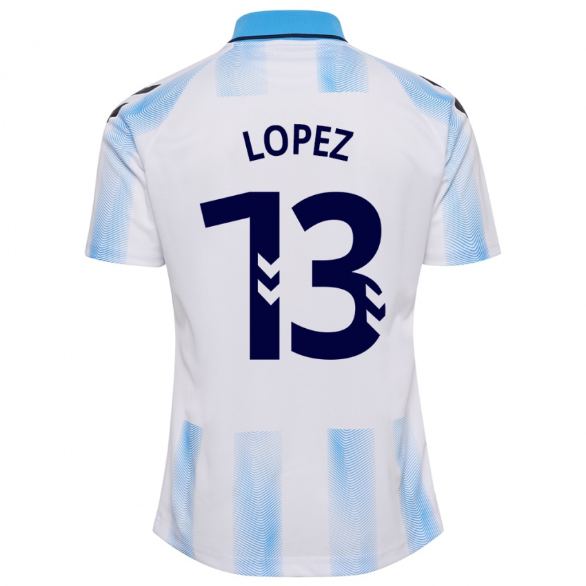 Homem Camisola Carlos López #13 Branco Azul Principal 2023/24 Camisa Brasil