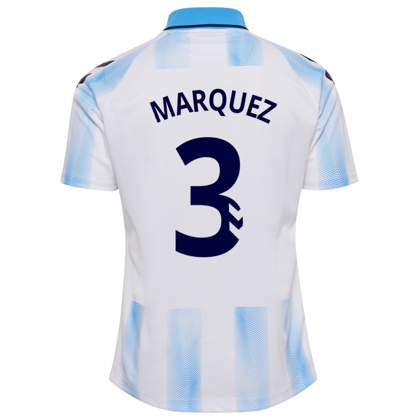 Homem Camisola David Márquez #3 Branco Azul Principal 2023/24 Camisa Brasil