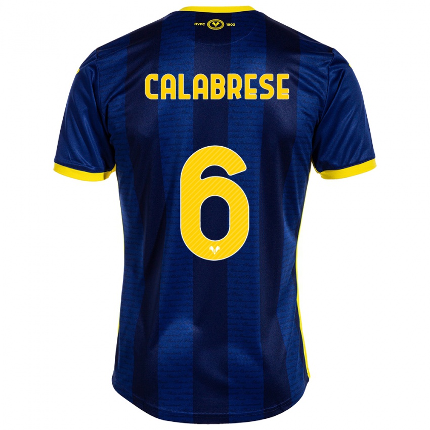 Homem Camisola Nicolò Calabrese #6 Marinha Principal 2023/24 Camisa Brasil