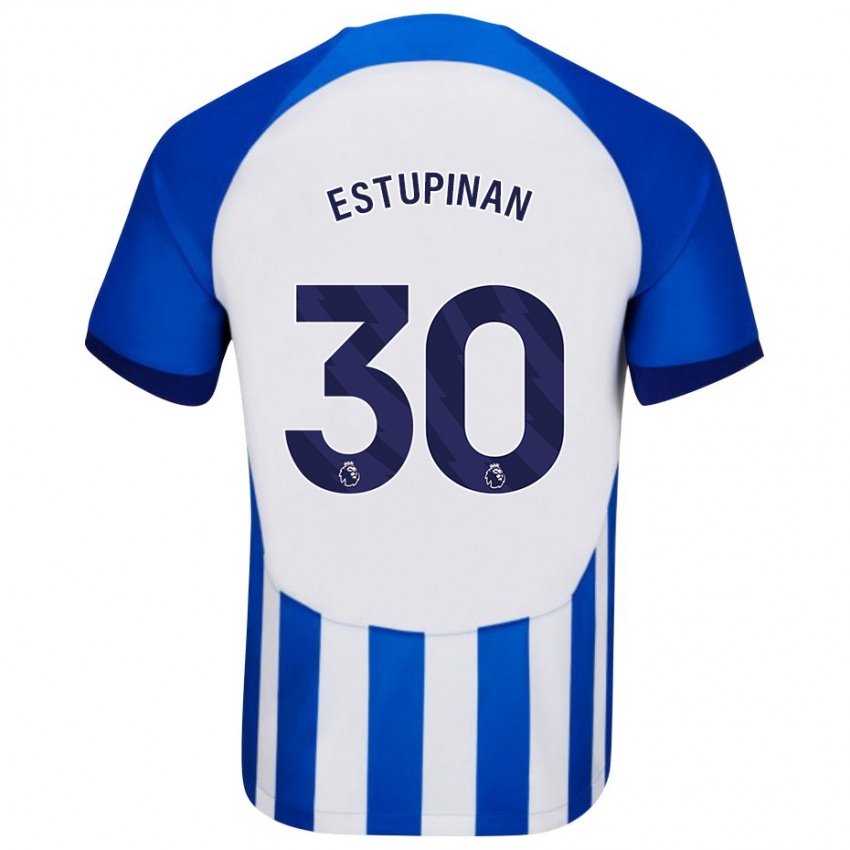 Homem Camisola Pervis Estupinan #30 Azul Principal 2023/24 Camisa Brasil