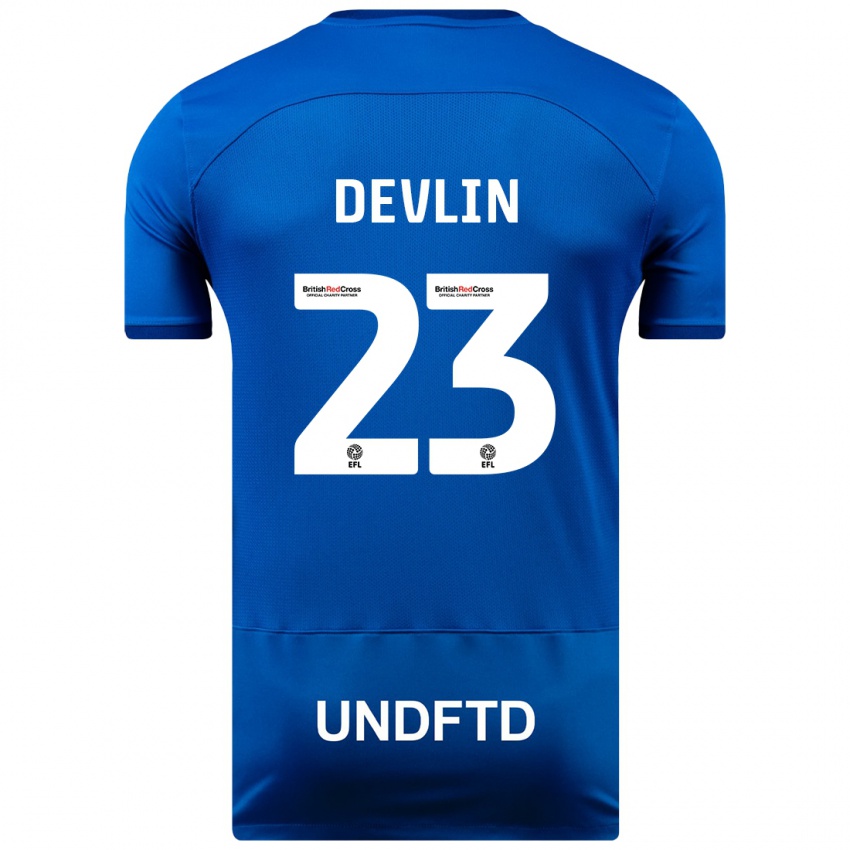 Homem Camisola Charlotte Devlin #23 Azul Principal 2023/24 Camisa Brasil