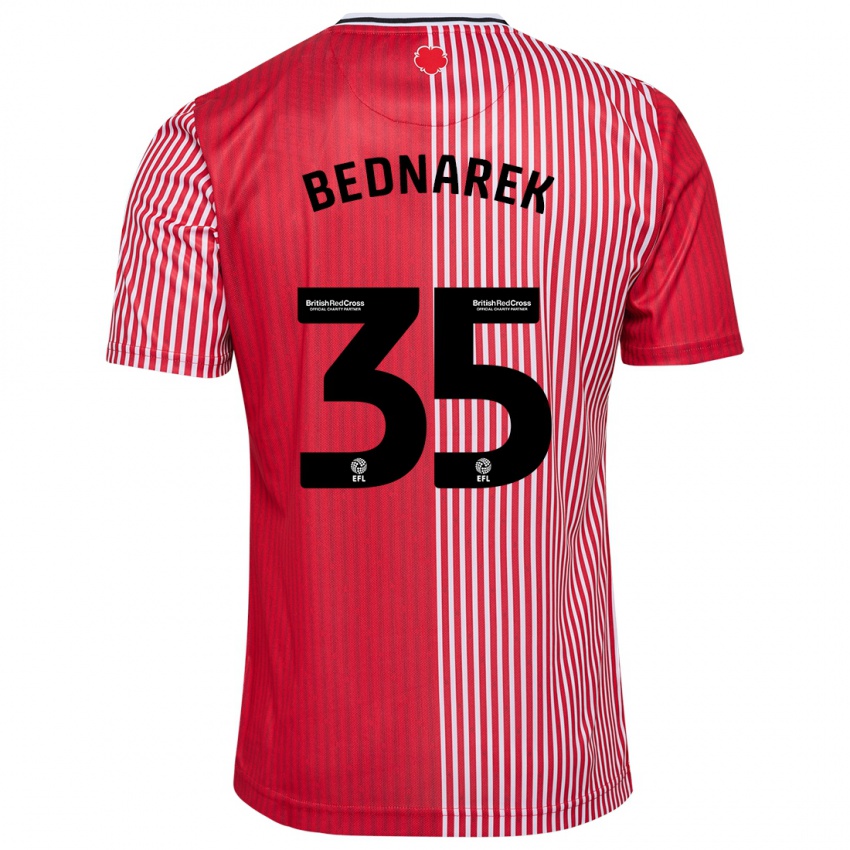 Homem Camisola Jan Bednarek #35 Vermelho Principal 2023/24 Camisa Brasil