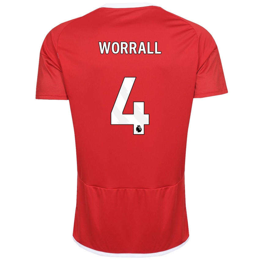 Homem Camisola Joe Worrall #4 Vermelho Principal 2023/24 Camisa Brasil