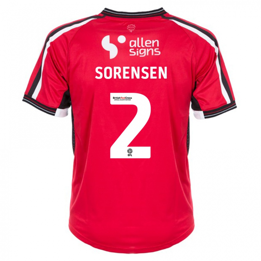 Homem Camisola Lasse Sörensen #2 Vermelho Principal 2023/24 Camisa Brasil