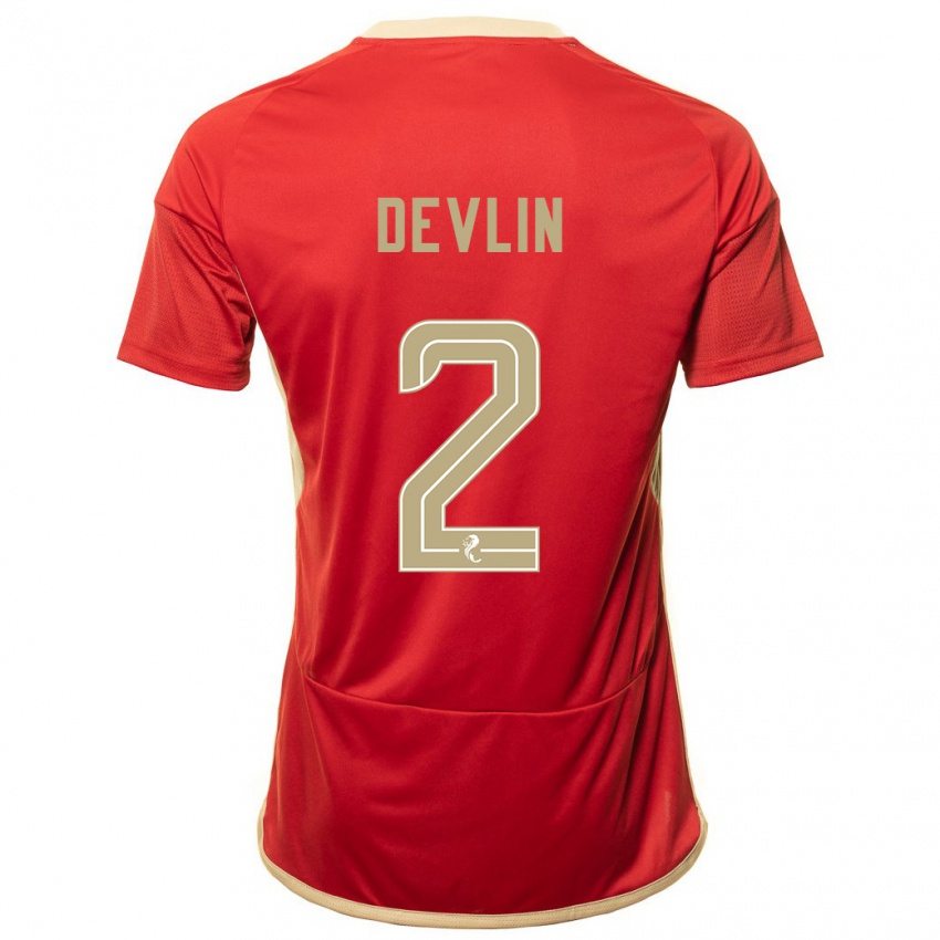 Homem Camisola Nicky Devlin #2 Vermelho Principal 2023/24 Camisa Brasil