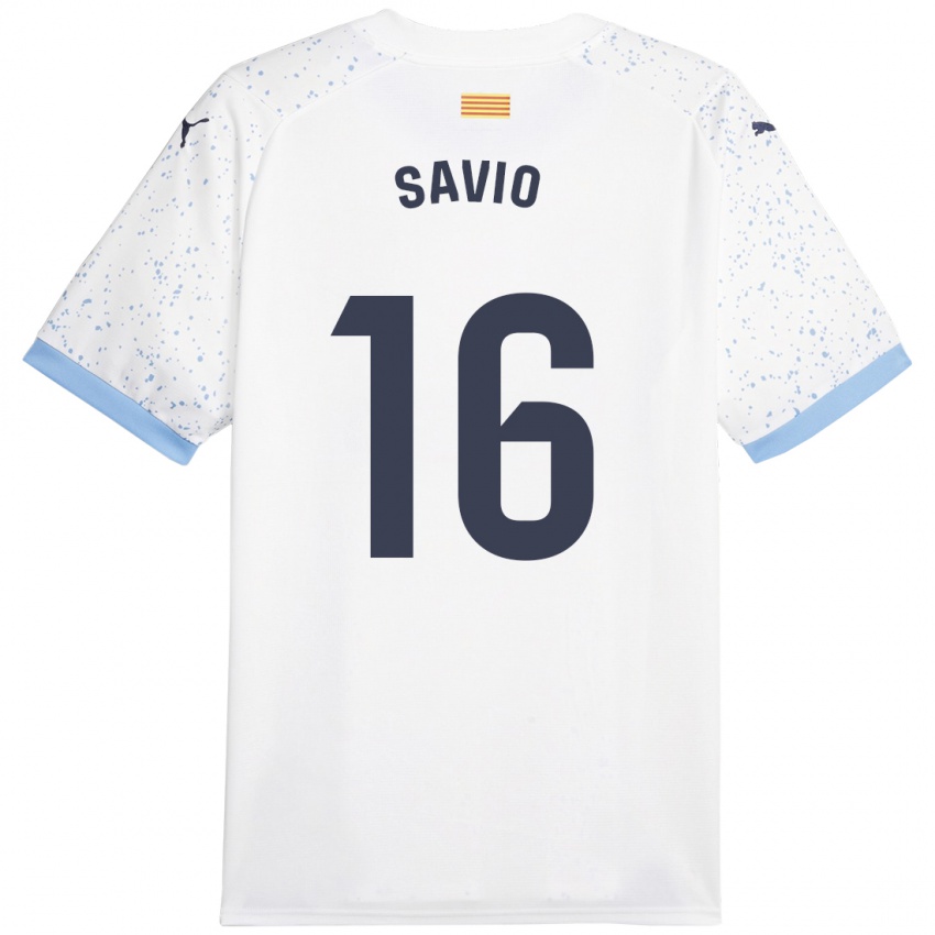 Homem Camisola Sávio #16 Branco Alternativa 2023/24 Camisa Brasil