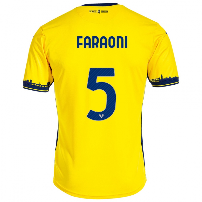 Homem Camisola Davide Faraoni #5 Amarelo Alternativa 2023/24 Camisa Brasil