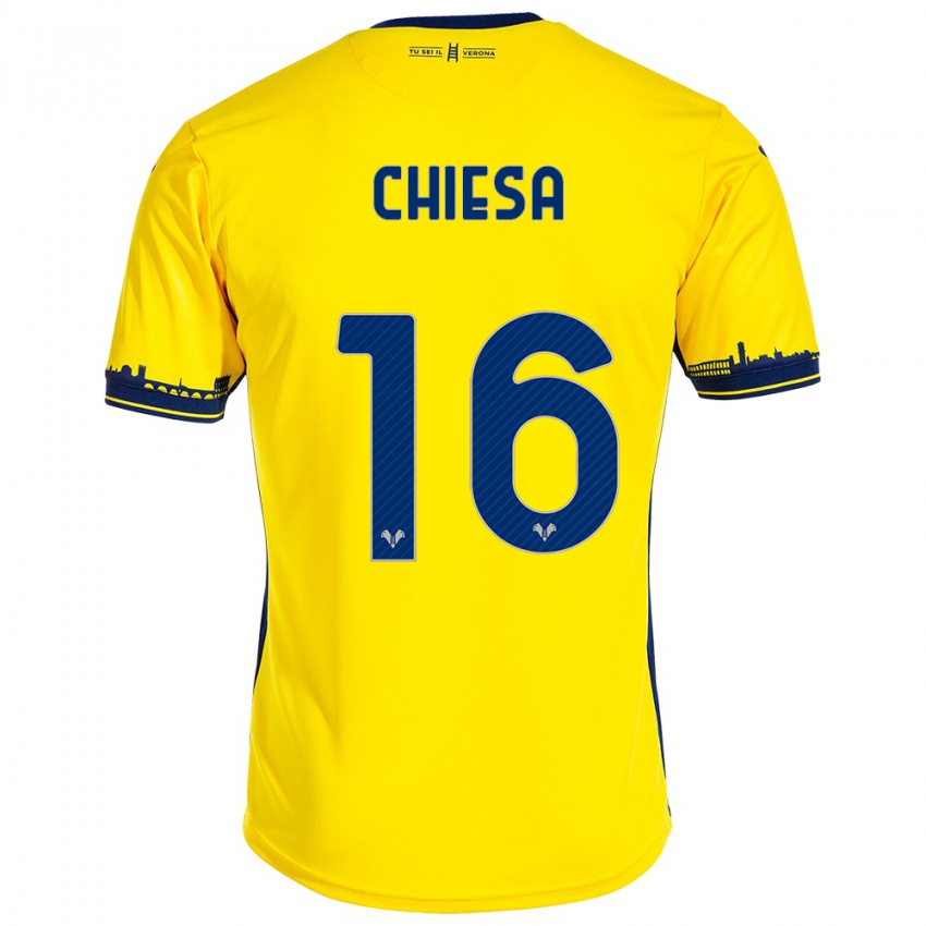 Homem Camisola Mattia Chiesa #16 Amarelo Alternativa 2023/24 Camisa Brasil