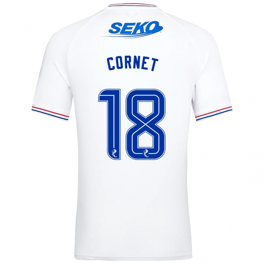 Homem Camisola Chelsea Cornet #18 Branco Alternativa 2023/24 Camisa Brasil