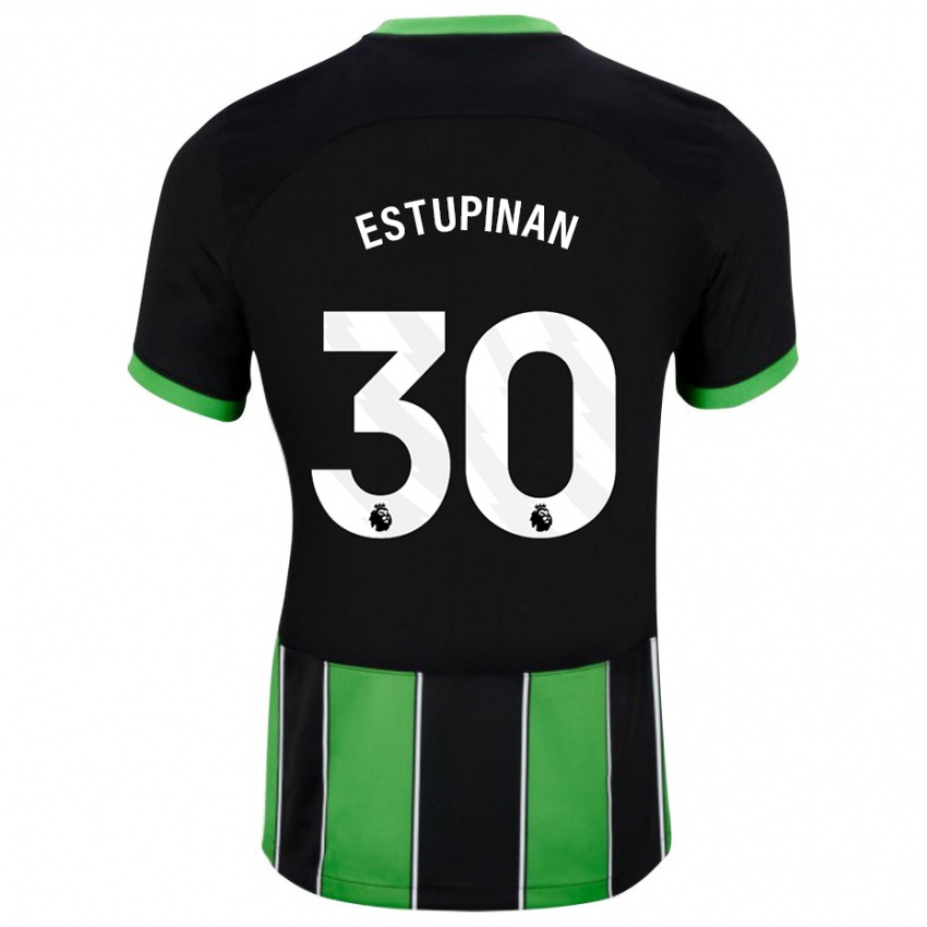 Homem Camisola Pervis Estupinan #30 Preto Verde Alternativa 2023/24 Camisa Brasil