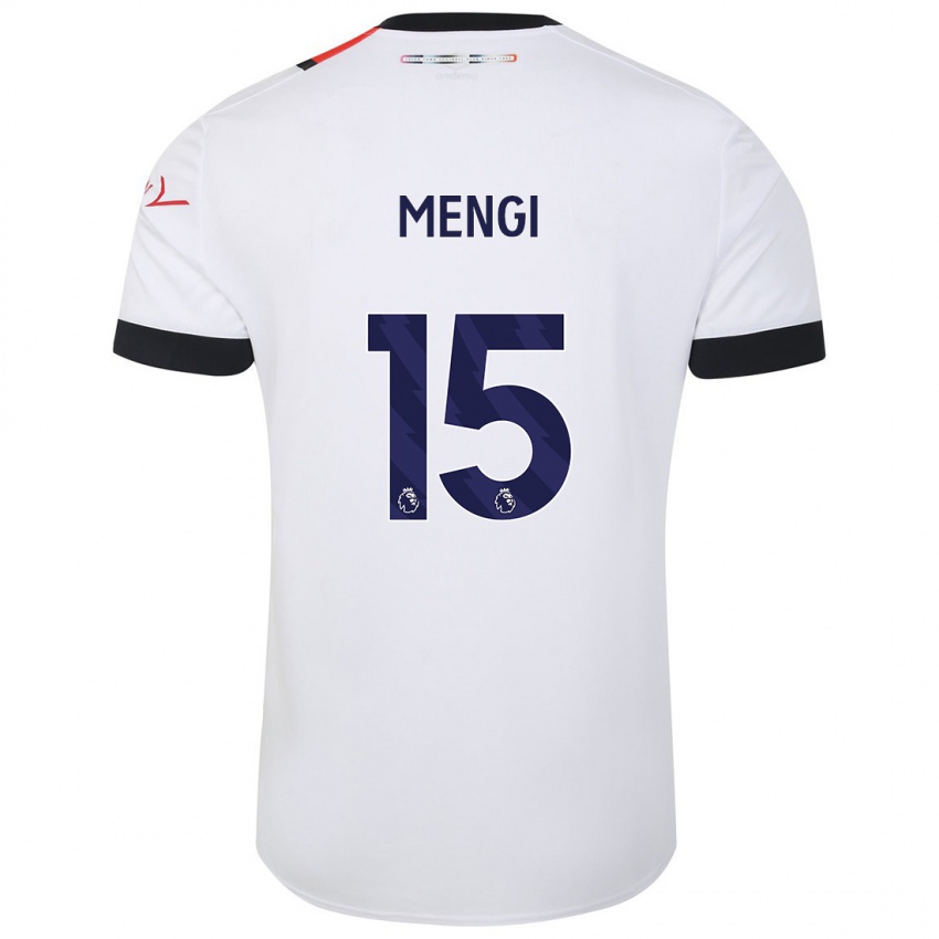 Homem Camisola Teden Mengi #15 Branco Alternativa 2023/24 Camisa Brasil