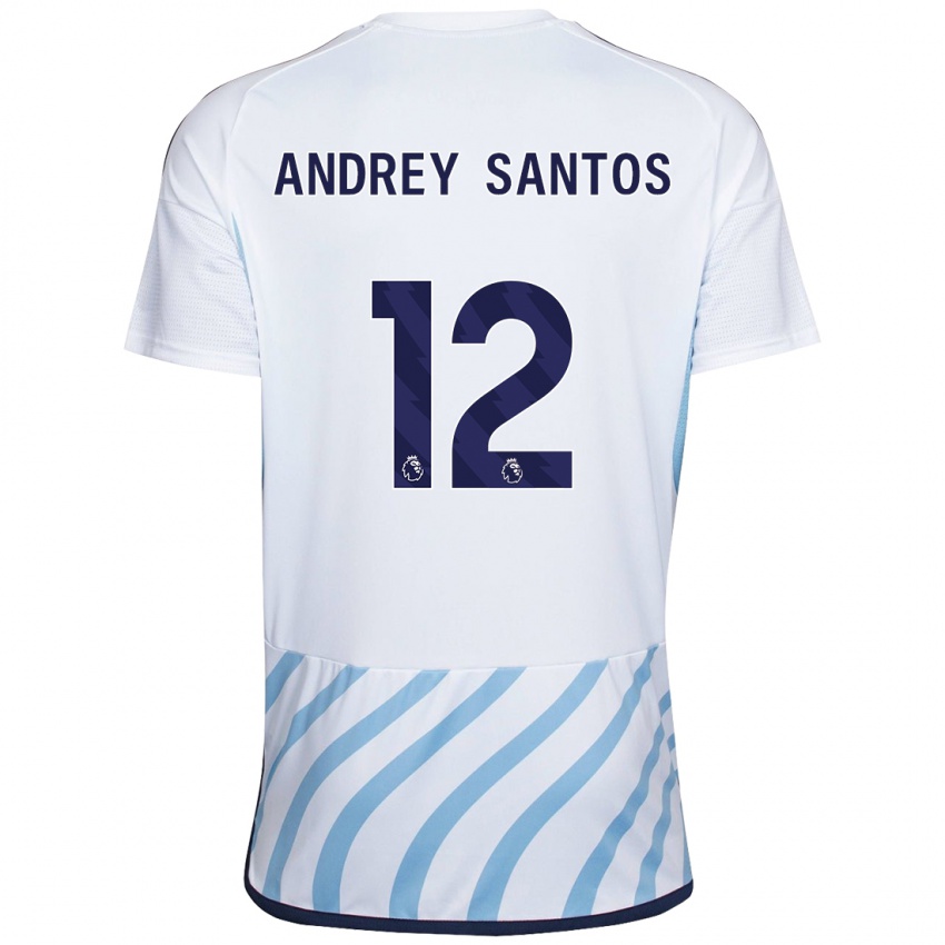 Homem Camisola Andrey Santos #12 Branco Azul Alternativa 2023/24 Camisa Brasil