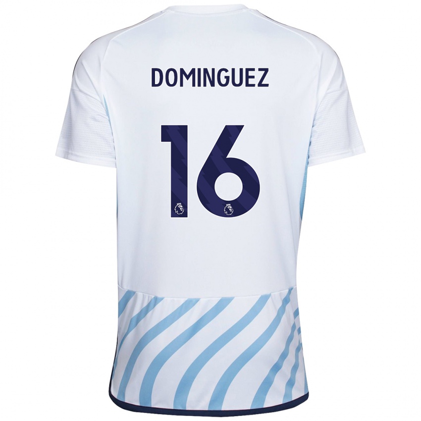 Homem Camisola Nicolas Dominguez #16 Branco Azul Alternativa 2023/24 Camisa Brasil