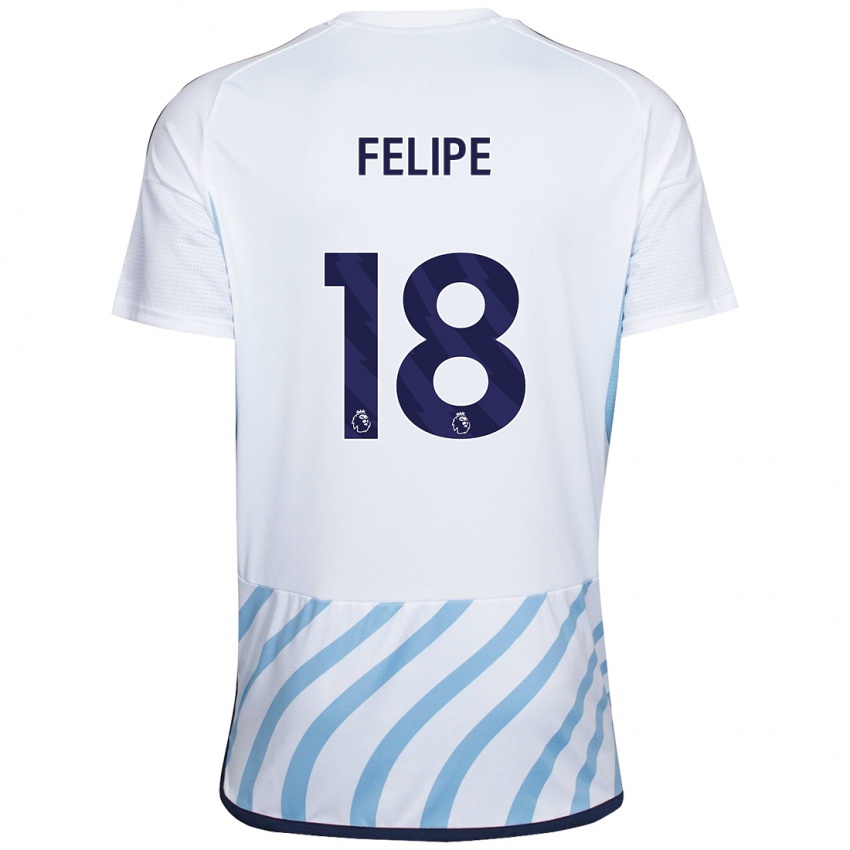 Homem Camisola Felipe #18 Branco Azul Alternativa 2023/24 Camisa Brasil