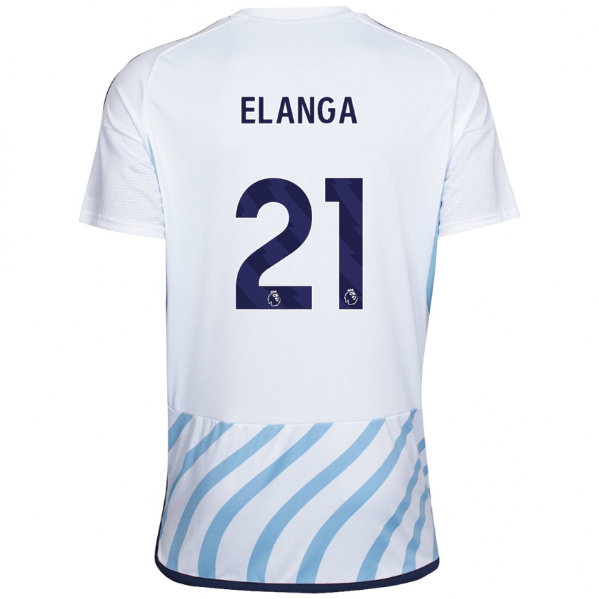 Homem Camisola Anthony Elanga #21 Branco Azul Alternativa 2023/24 Camisa Brasil