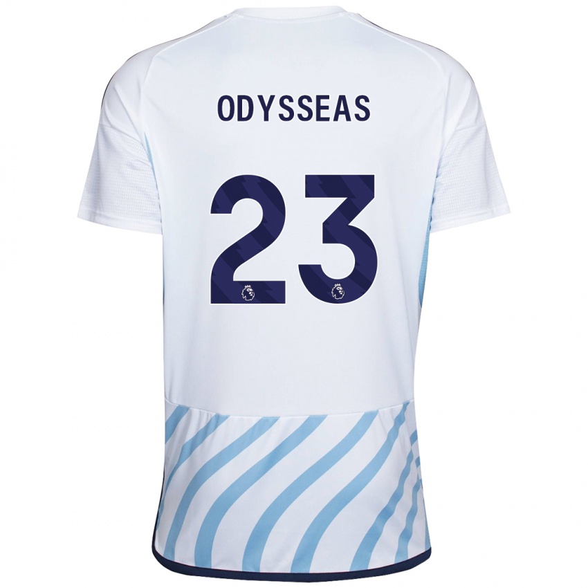 Homem Camisola Odysseas Vlachodimos #23 Branco Azul Alternativa 2023/24 Camisa Brasil