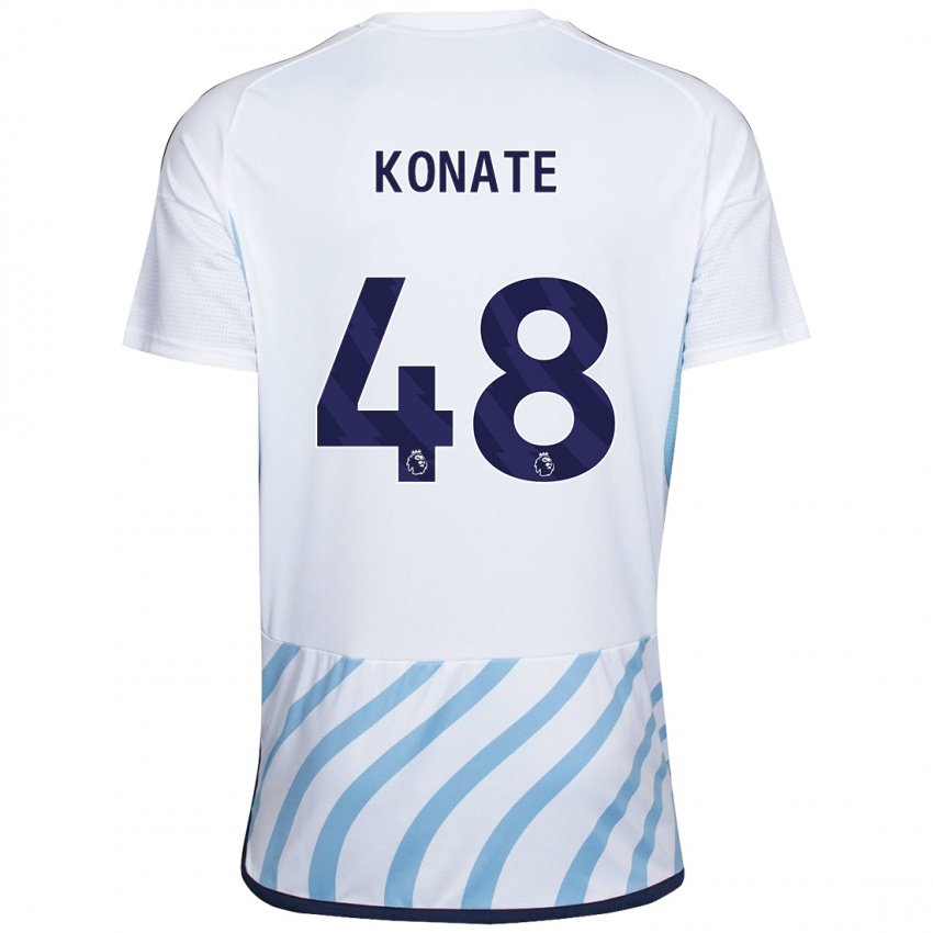 Homem Camisola Ateef Konaté #48 Branco Azul Alternativa 2023/24 Camisa Brasil